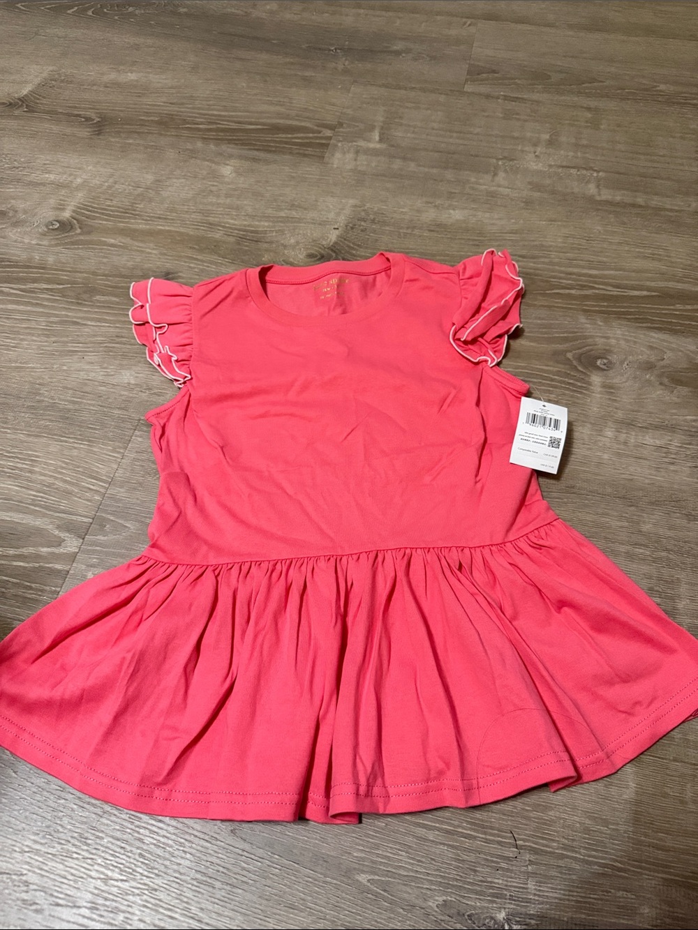 Kate Spade Ruffle Sleeve Peplum Top - Coral Pink